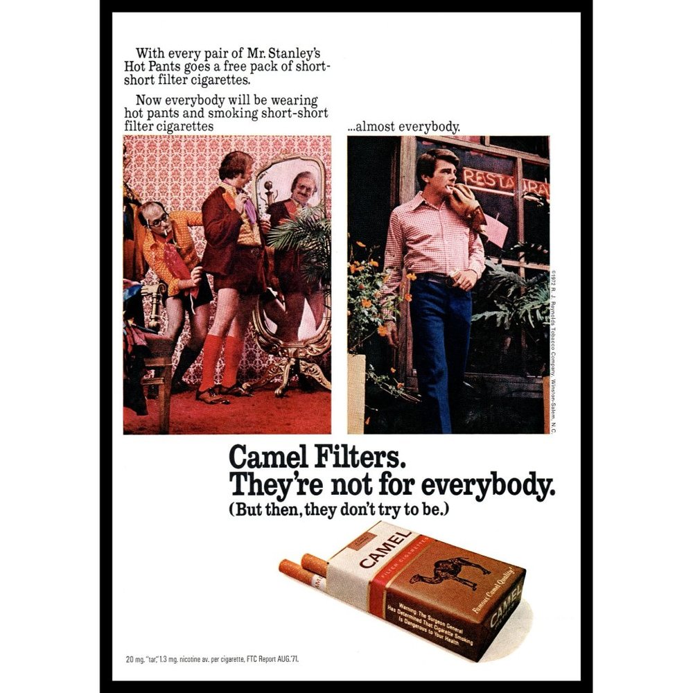 1972 Camel Filters Cigarettes They're Not For Everybody Vintage Print Ad Decor